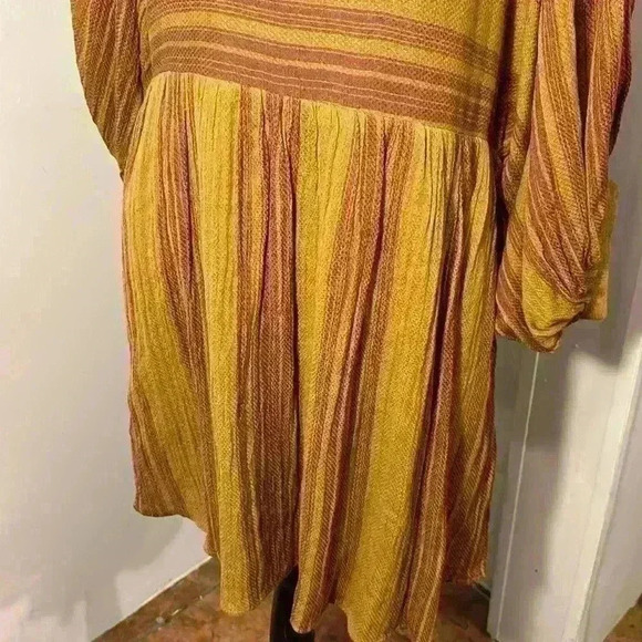 FREE PEOPLE XS Women Brown Gauze Stripe Dress Mini Full
Balloon Sleeve-EUC - Picture 7 of 13